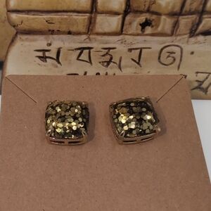 Kate Spade Gold Glitter Square Earrings